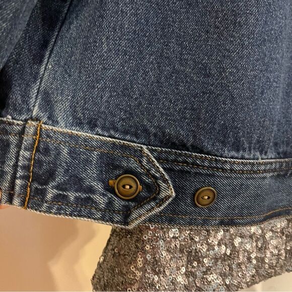 Studio‎ Ease Vintage Women Blue Denim Tan Collar Button Front Jacket Size 8 - Picture 6 of 9